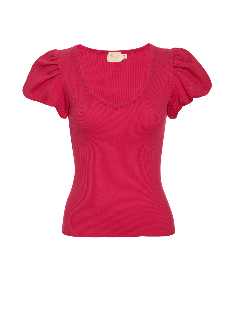 NATION LTD Nico Puff Sleeve Organic Cotton Tee