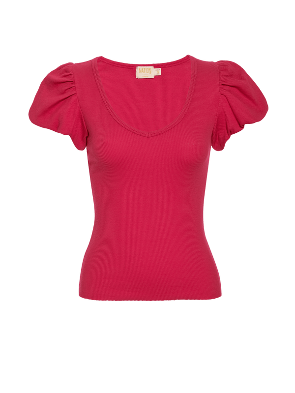 NATION LTD Nico Puff Sleeve Organic Cotton Tee