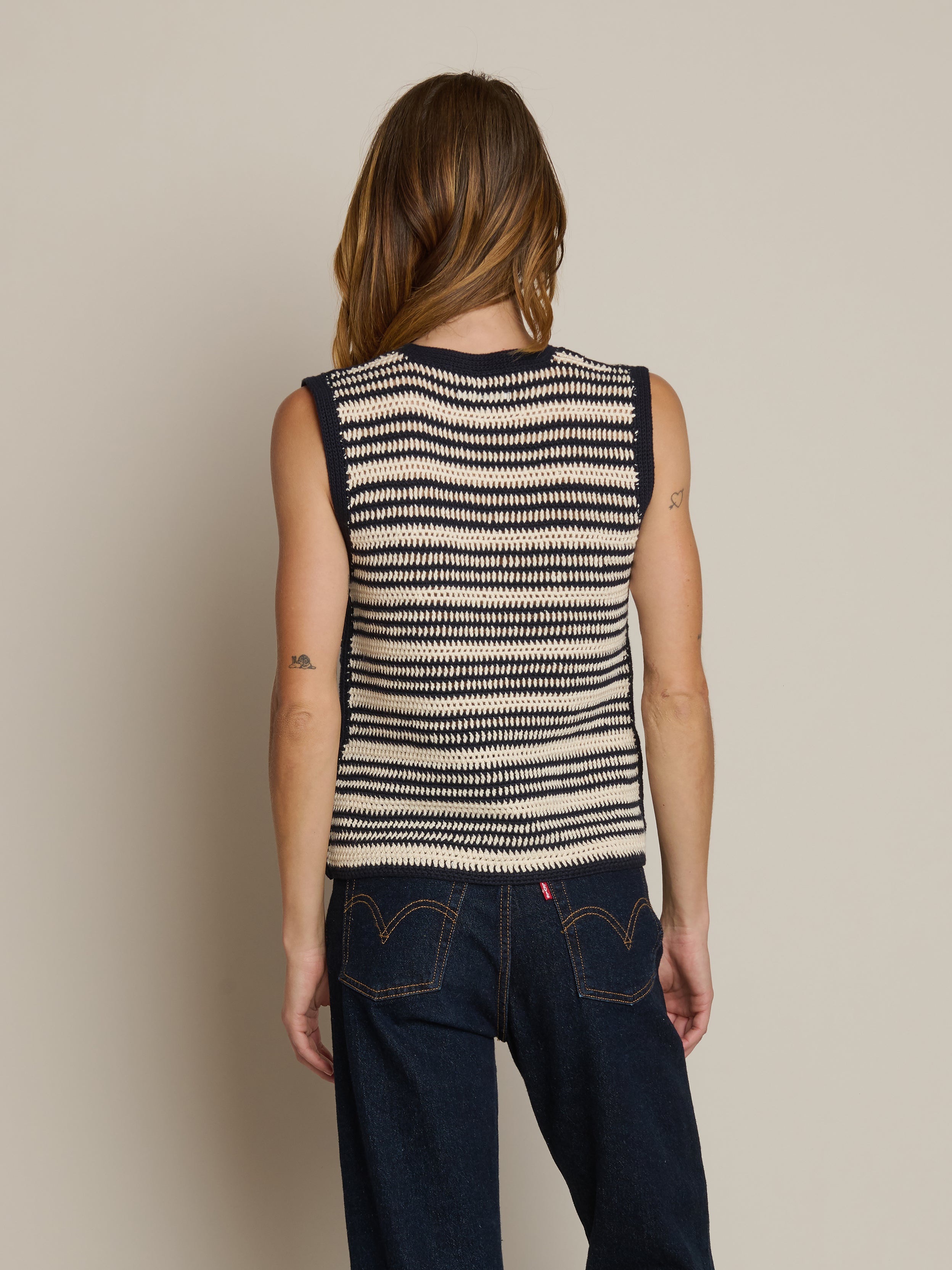 Priscilla Crochet Tank - Crochet Seascape Stripe | Nation Los Angeles