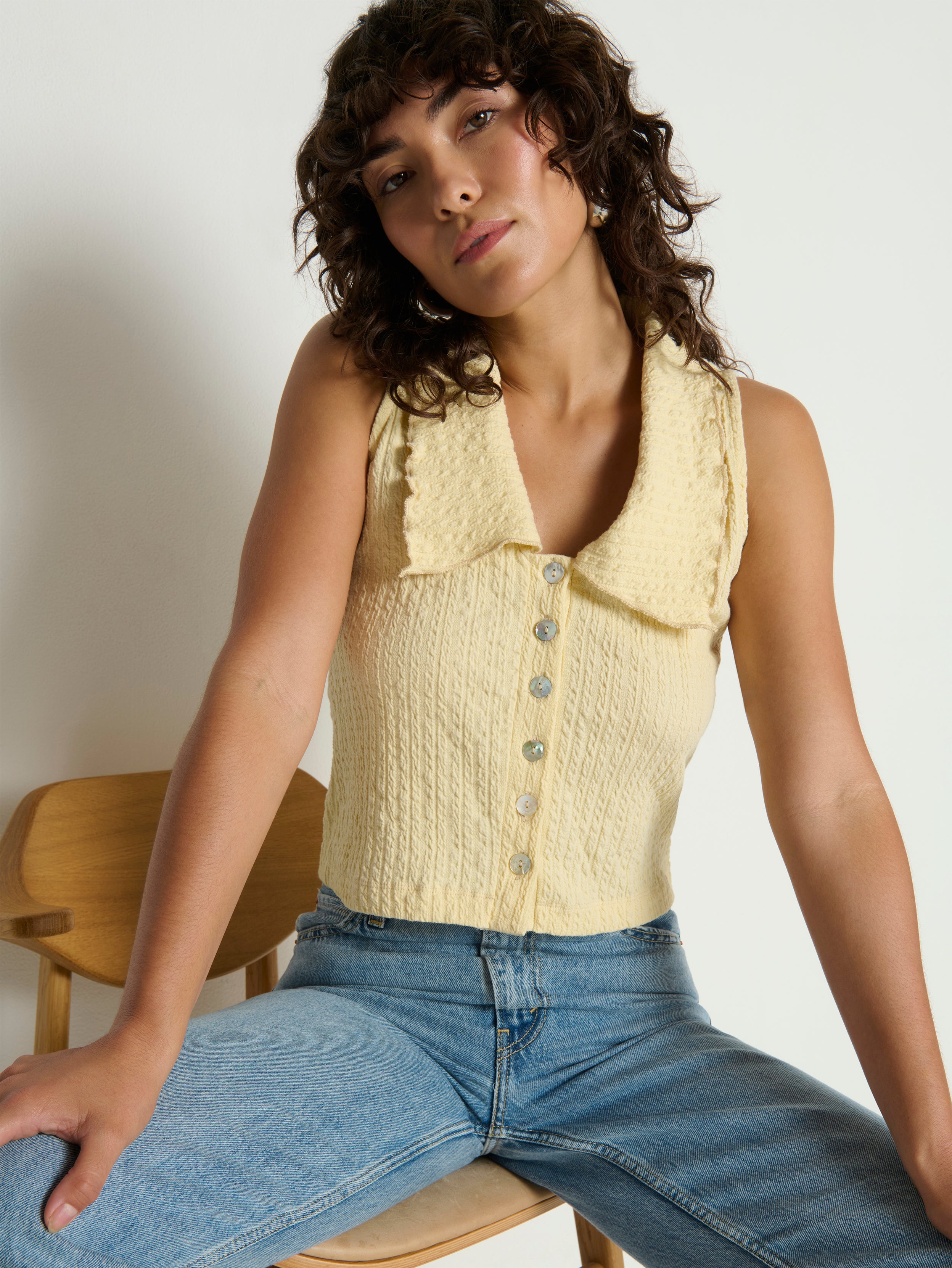 Rae Collared Tank—Banana | Nation Los Angeles