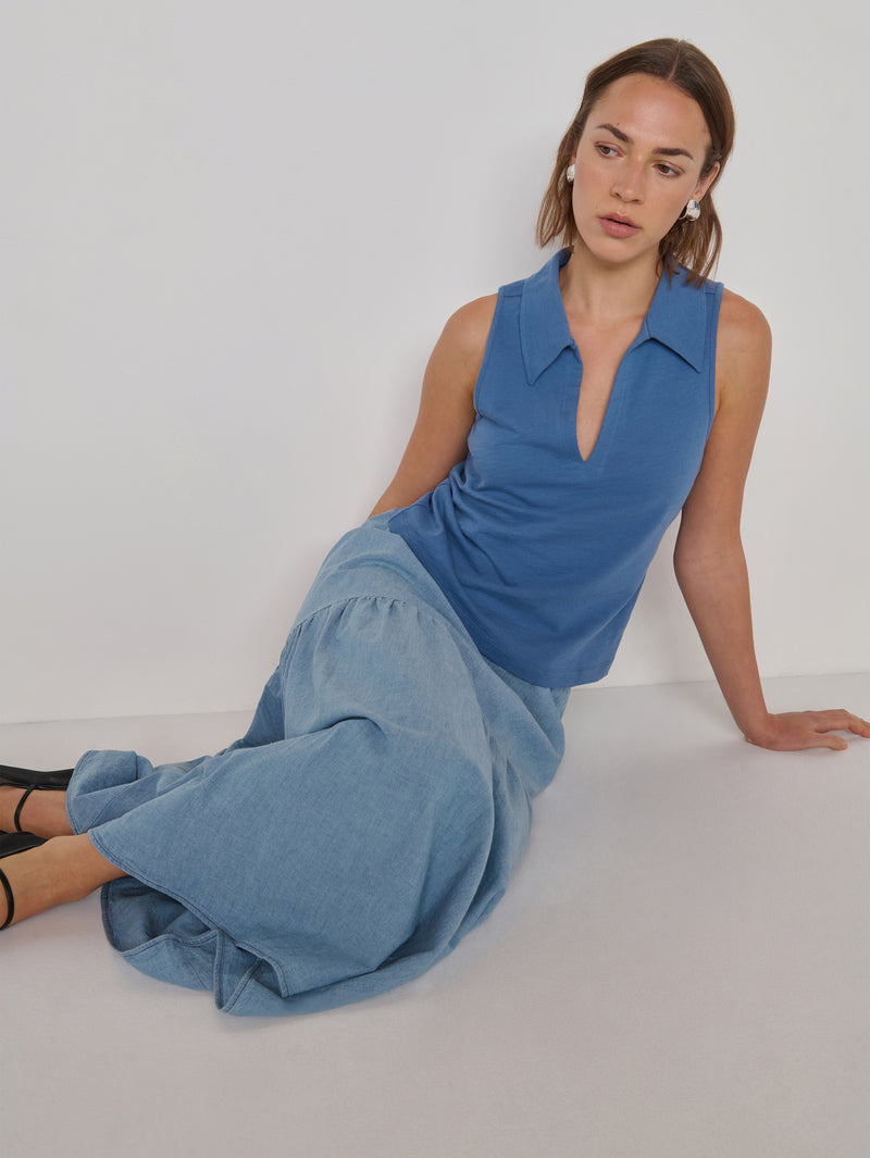 Nation Los Angeles Roberta Collared Tank and  Liza Chambray Skirt