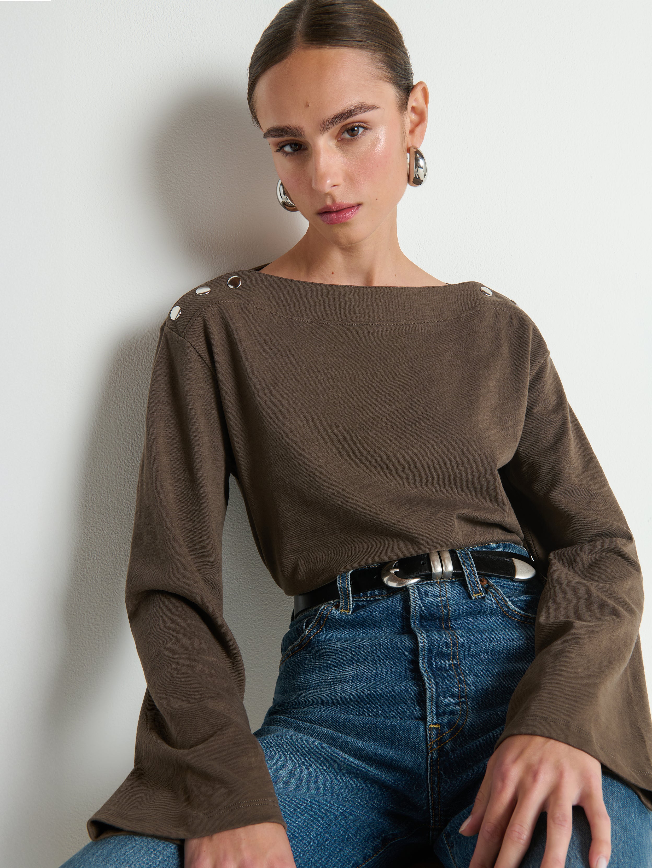 Rochelle Boatneck Tee—Espresso | Nation Los Angeles