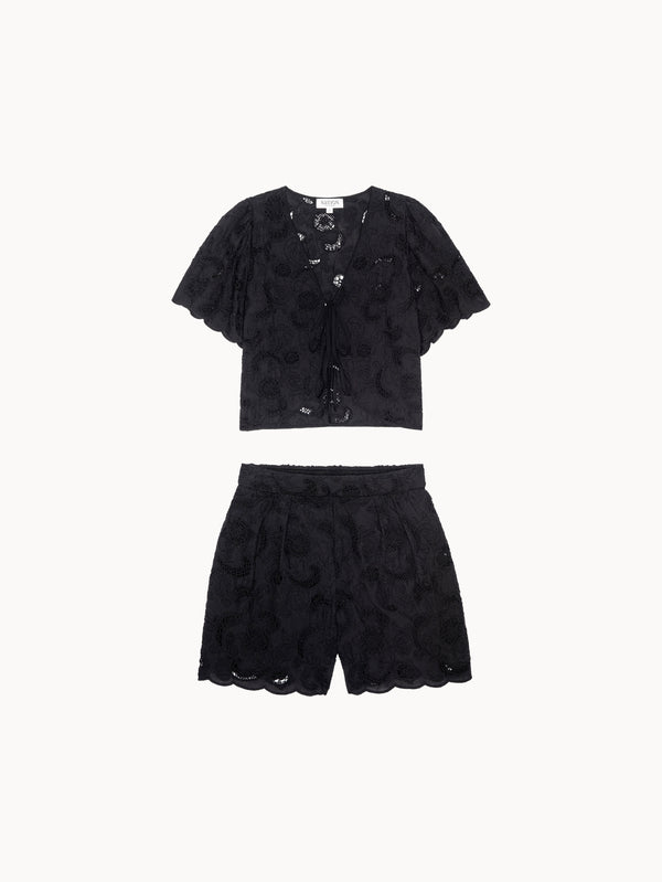 Nation Los Angeles Archer Lace Short and Rosalyn Tie Top