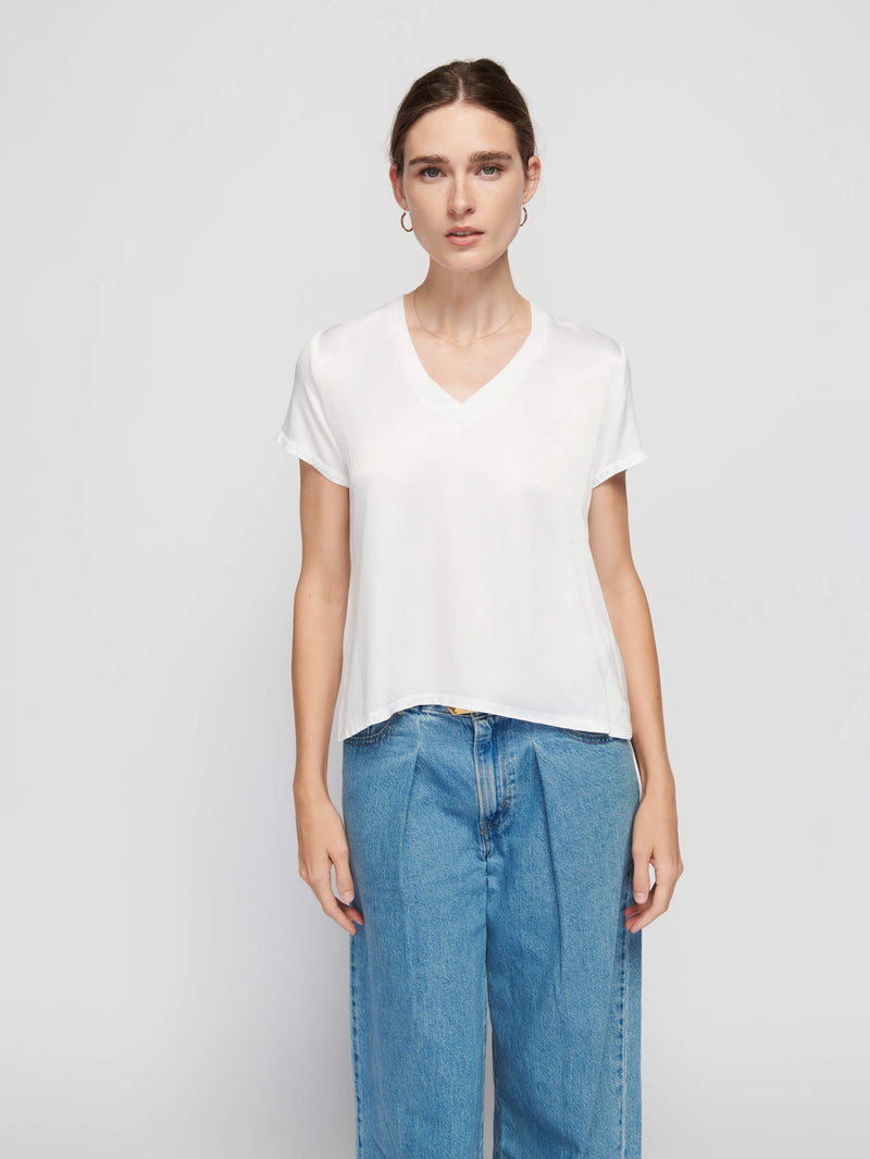 NATION LTD June Satin V Neck Top