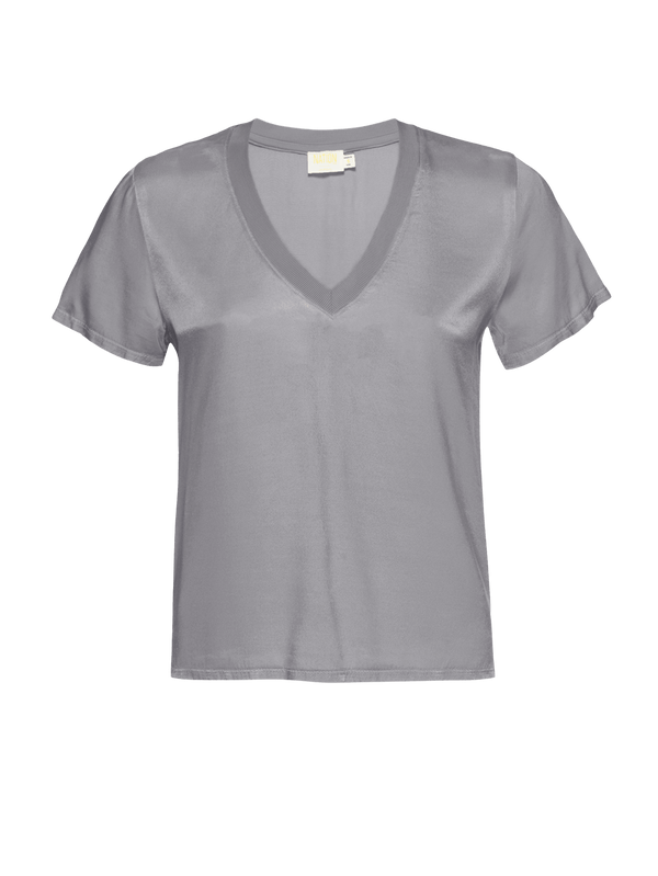 NATION LTD June Satin V Neck Top