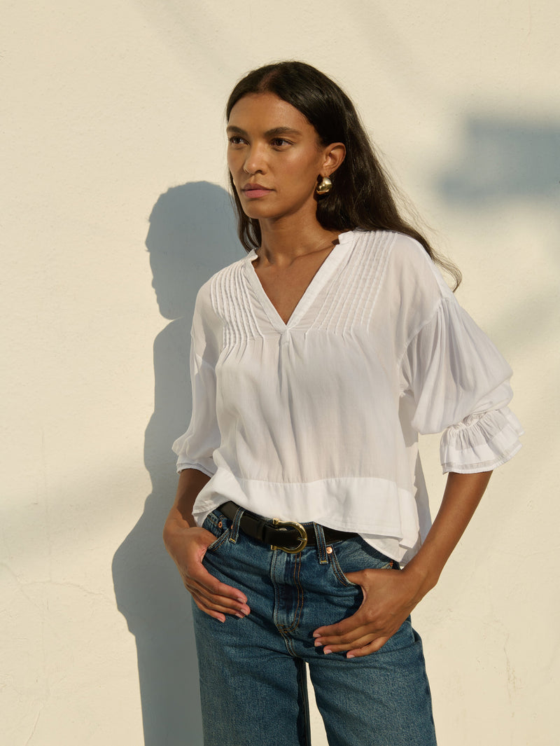 Nation Los Angeles Scarlet Pintuck Top