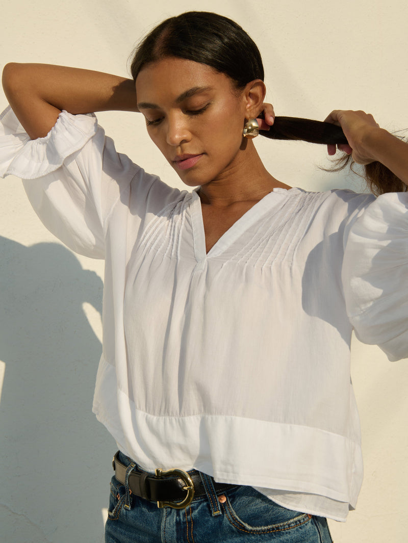 Nation Los Angeles Scarlet Pintuck Top