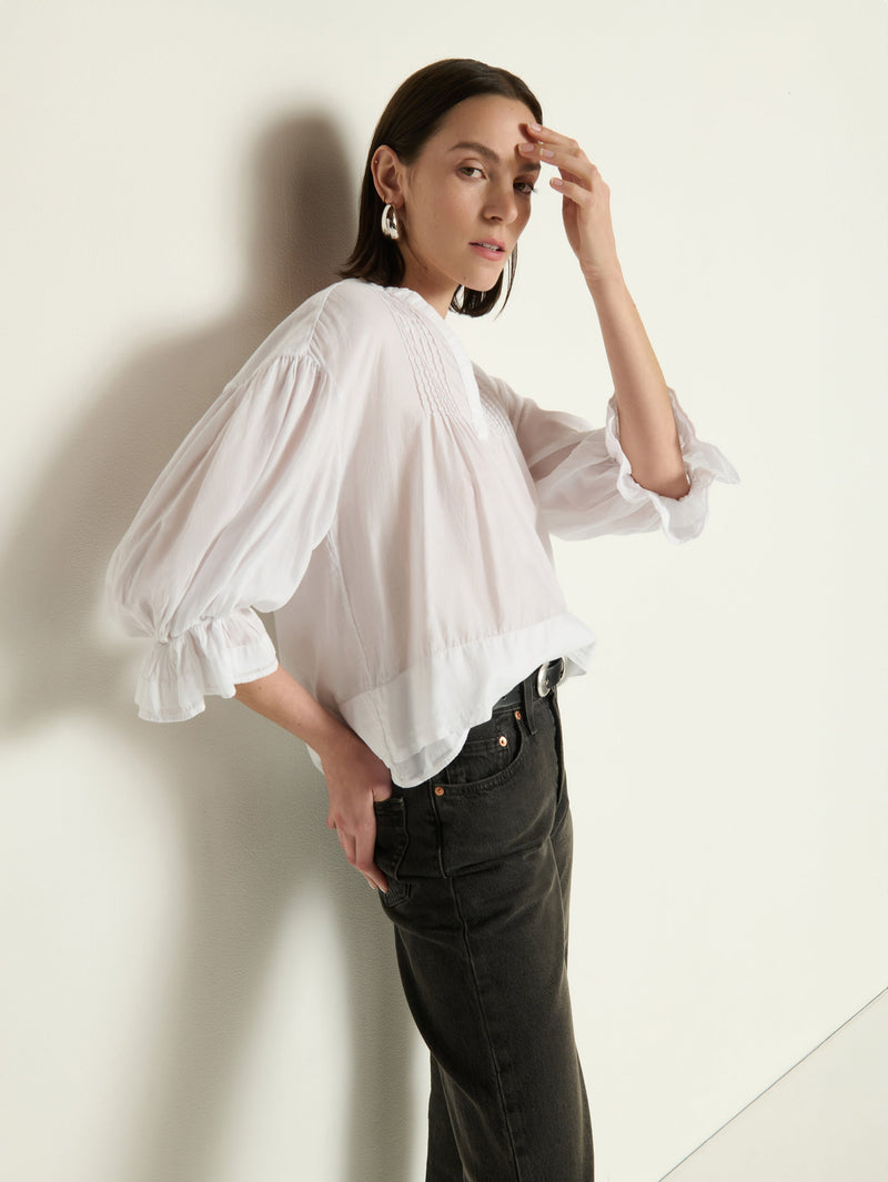 Nation Los Angeles Scarlet Pintuck Top