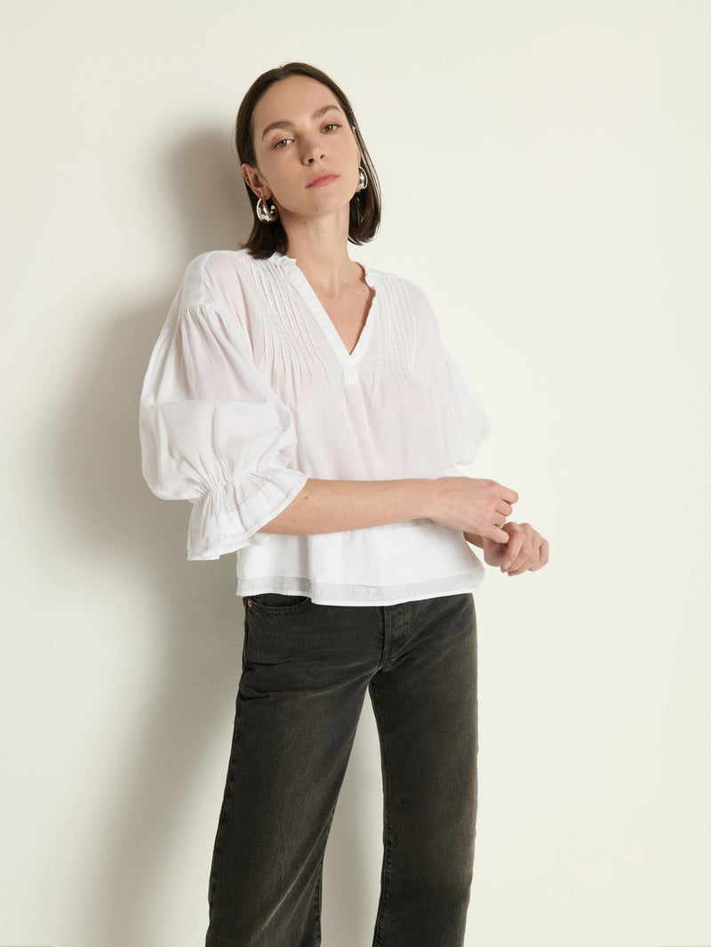 Nation Los Angeles Scarlet Pintuck Top