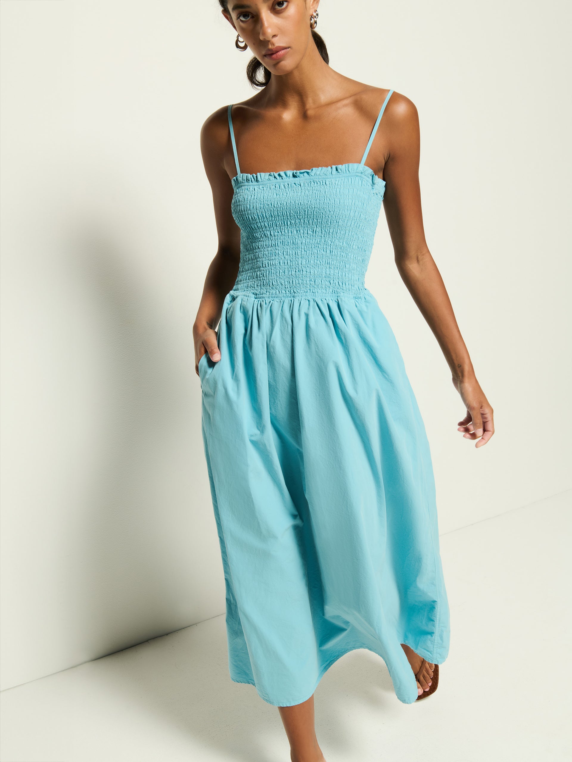 Sibelle Smocked Midi - Suede Blue