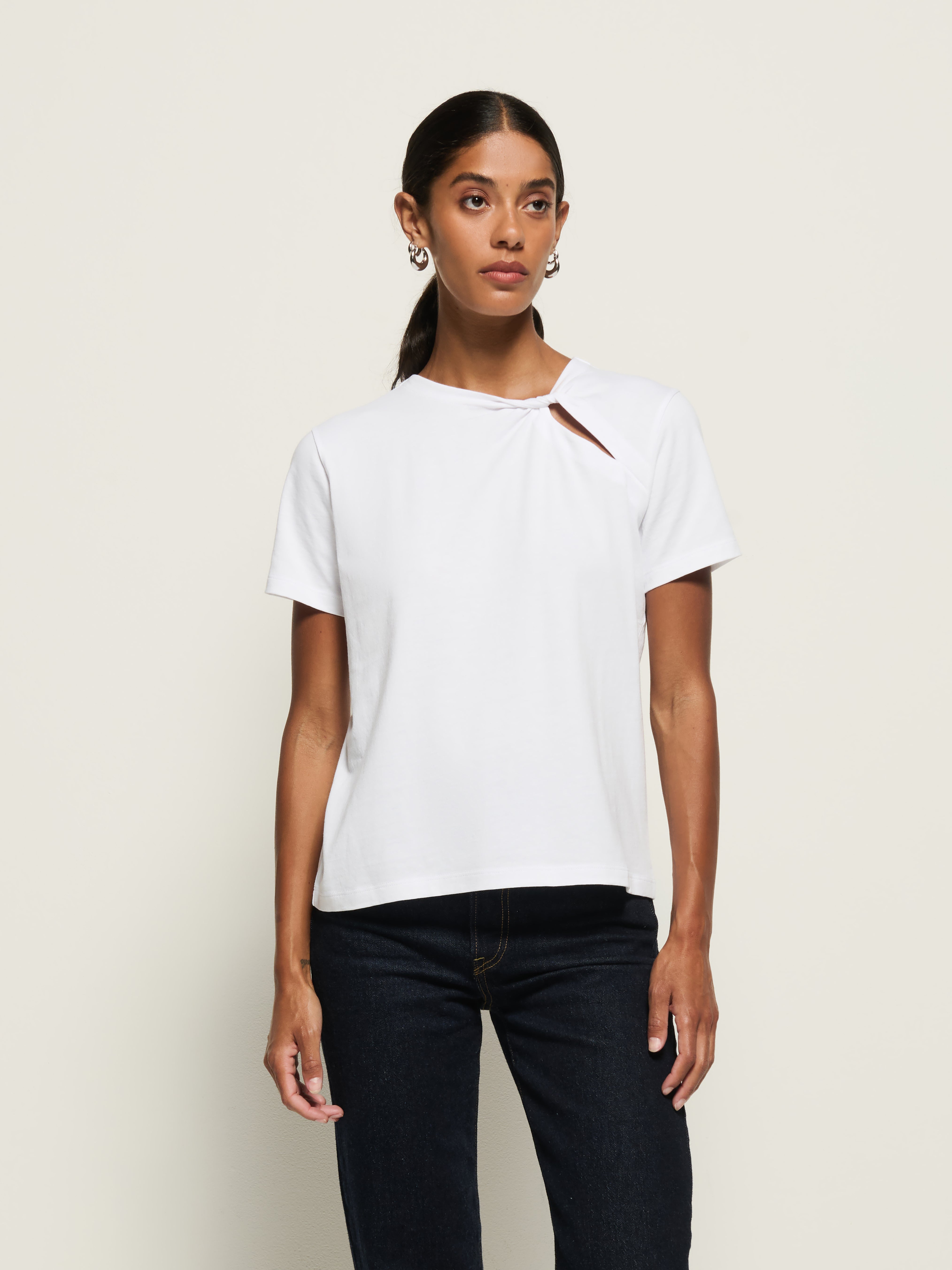 Taya Twist Neck Tee - White | Nation Los Angeles