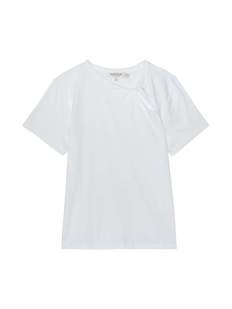 Taya Twist Neck Tee - White | Nation Los Angeles