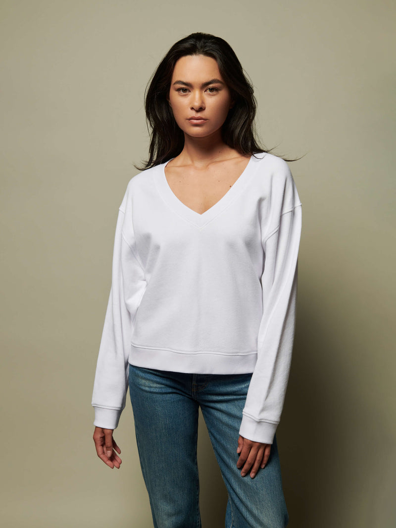 NATION LTD Wyatt Oversized V-Neck Sweatshirt