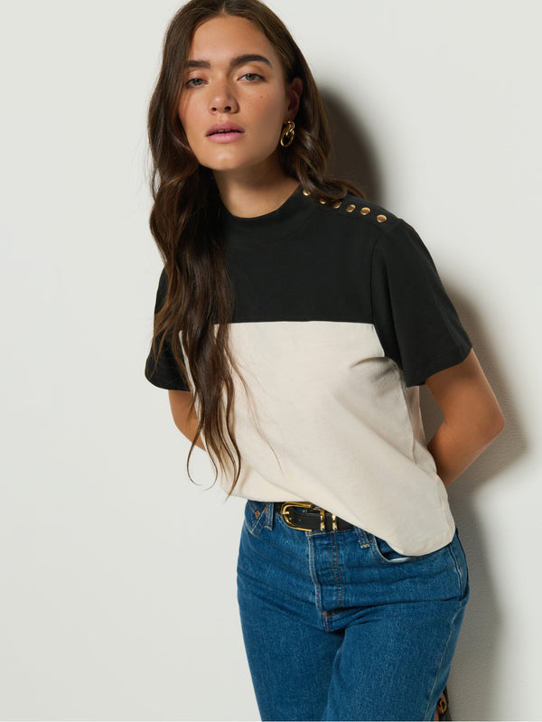 Nation Los Angeles Yvette Mock Neck Tee