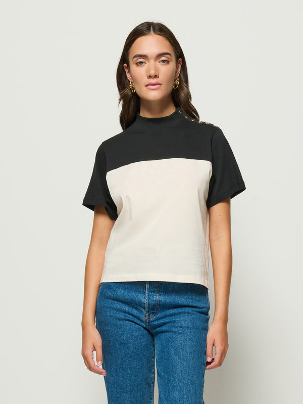 Nation Los Angeles Yvette Mock Neck Tee