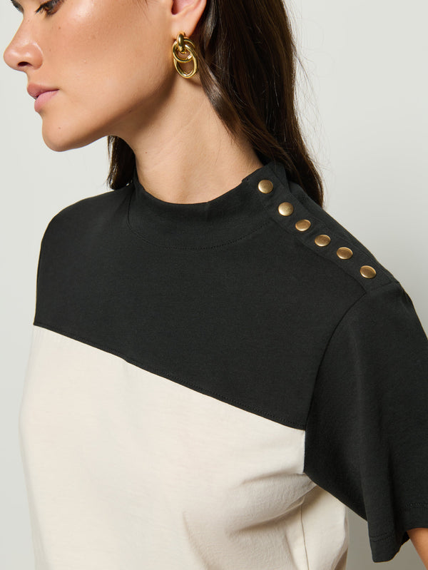 Nation Los Angeles Yvette Mock Neck Tee