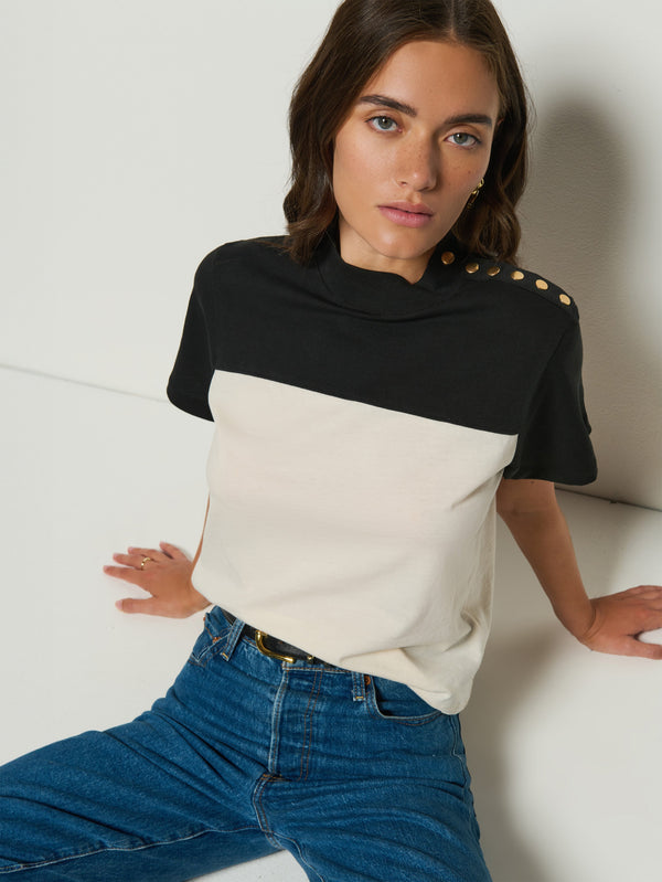 Nation Los Angeles Yvette Mock Neck Tee