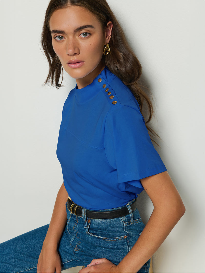 Nation Los Angeles Yvette Mock Neck Tee