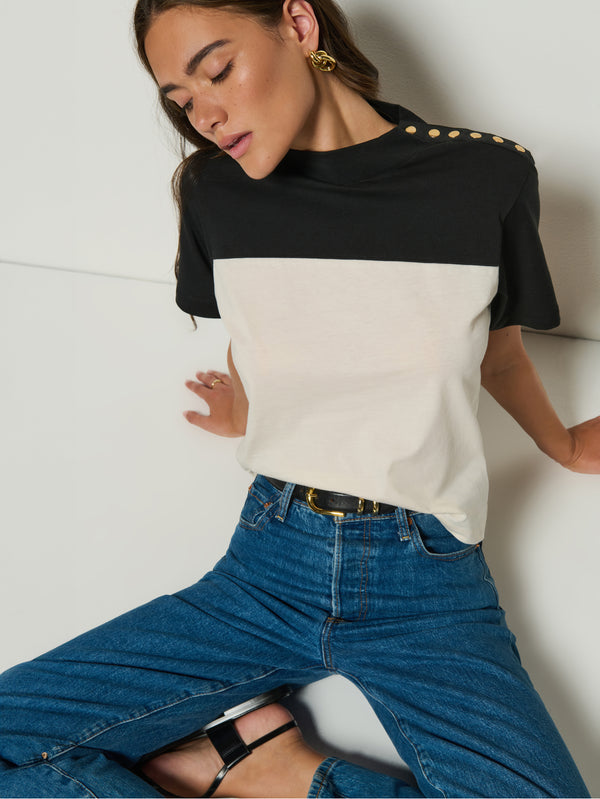 Nation Los Angeles Yvette Mock Neck Tee