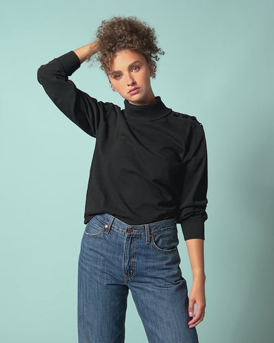 NATION LTD Monica Turtleneck With Button Detail