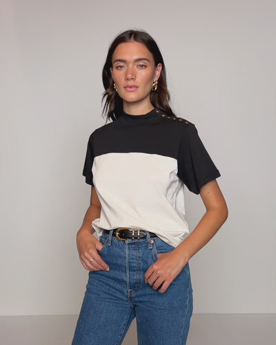 Nation Los Angeles Yvette Mock Neck Tee