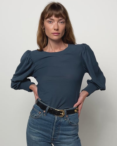 NATION LTD Loren Smocked Peasant Tee