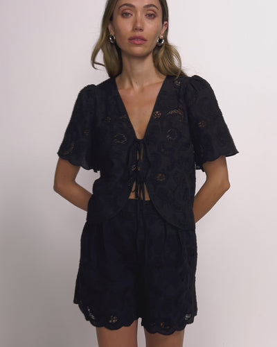 Nation Los Angeles Archer Lace Short and Rosalyn Tie Top