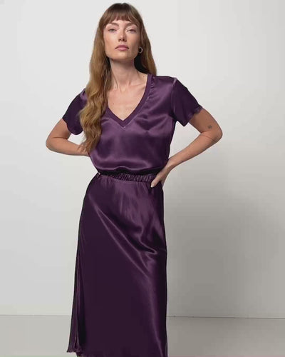 NATION LTD June Satin V Neck Top