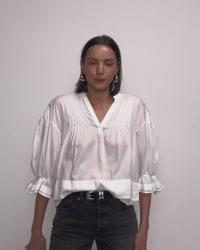 Nation Los Angeles Scarlet Pintuck Top