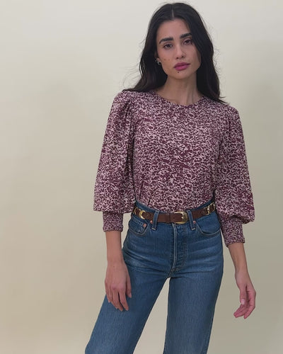 NATION LTD Loren Smocked Peasant Tee