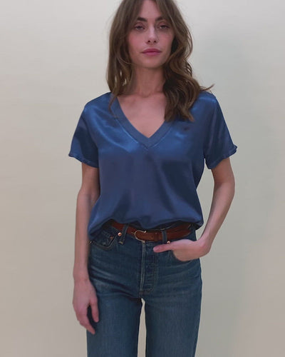 NATION LTD June Satin V Neck Top