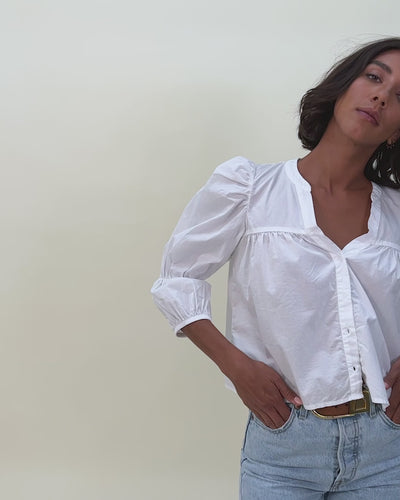 NATION LTD Geneva Tiered Sleeve Top
