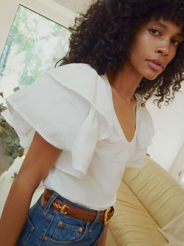 NATION LTD Bindi Ruffle Sleeve Tee
