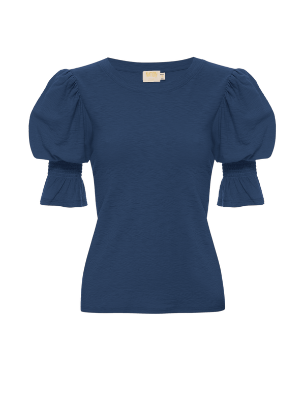 NATION LTD Cadence Smocked Puffed Flutter Sleeve Tee