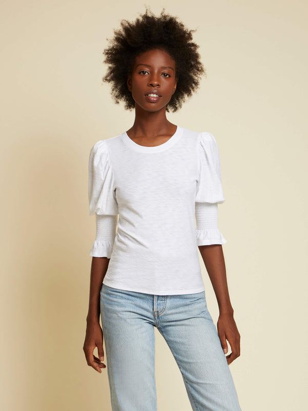 NATION LTD Cadence Smocked Puffed Flutter Sleeve Tee