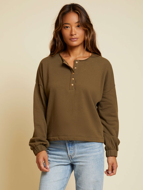 NATION LTD Callan Henley Drop Shoulder Sweatshirt