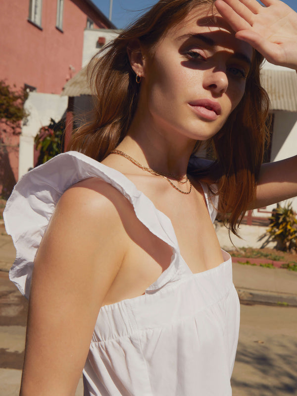 Camille Stonewashed Cotton Poplin White Sundress by Nation LTD