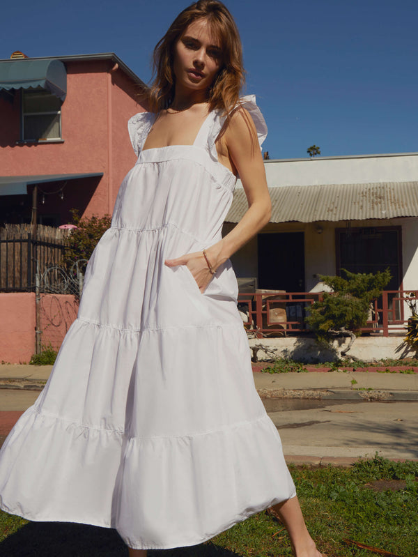 Camille Stonewashed Cotton Poplin White Sundress by Nation LTD