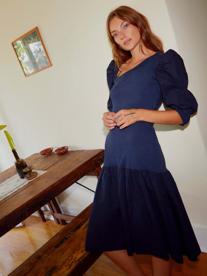 NATION LTD Catalina Asymmetric Neck Ruffle Dress