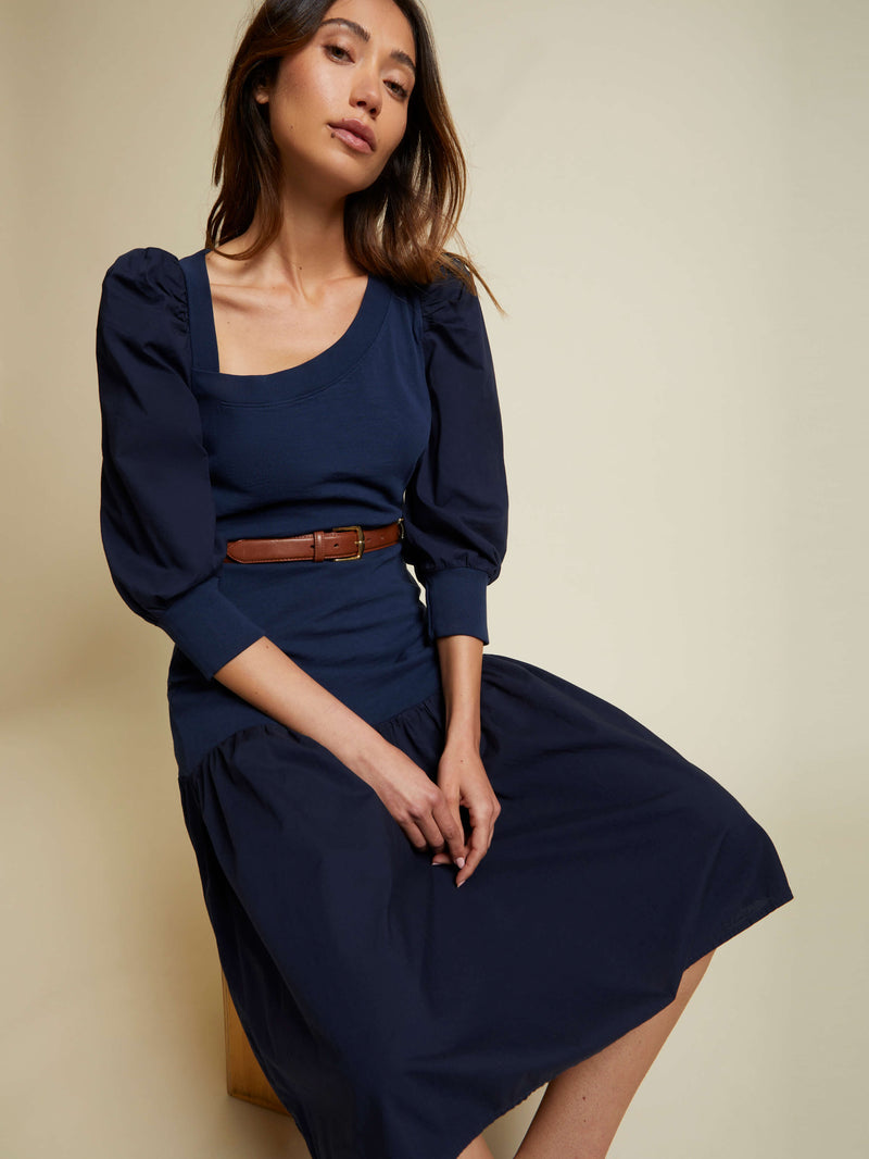 NATION LTD Catalina Asymmetric Neck Ruffle Dress