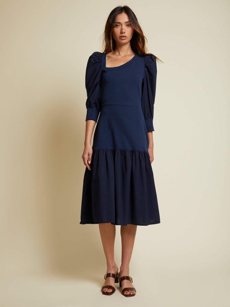 NATION LTD Catalina Asymmetric Neck Ruffle Dress