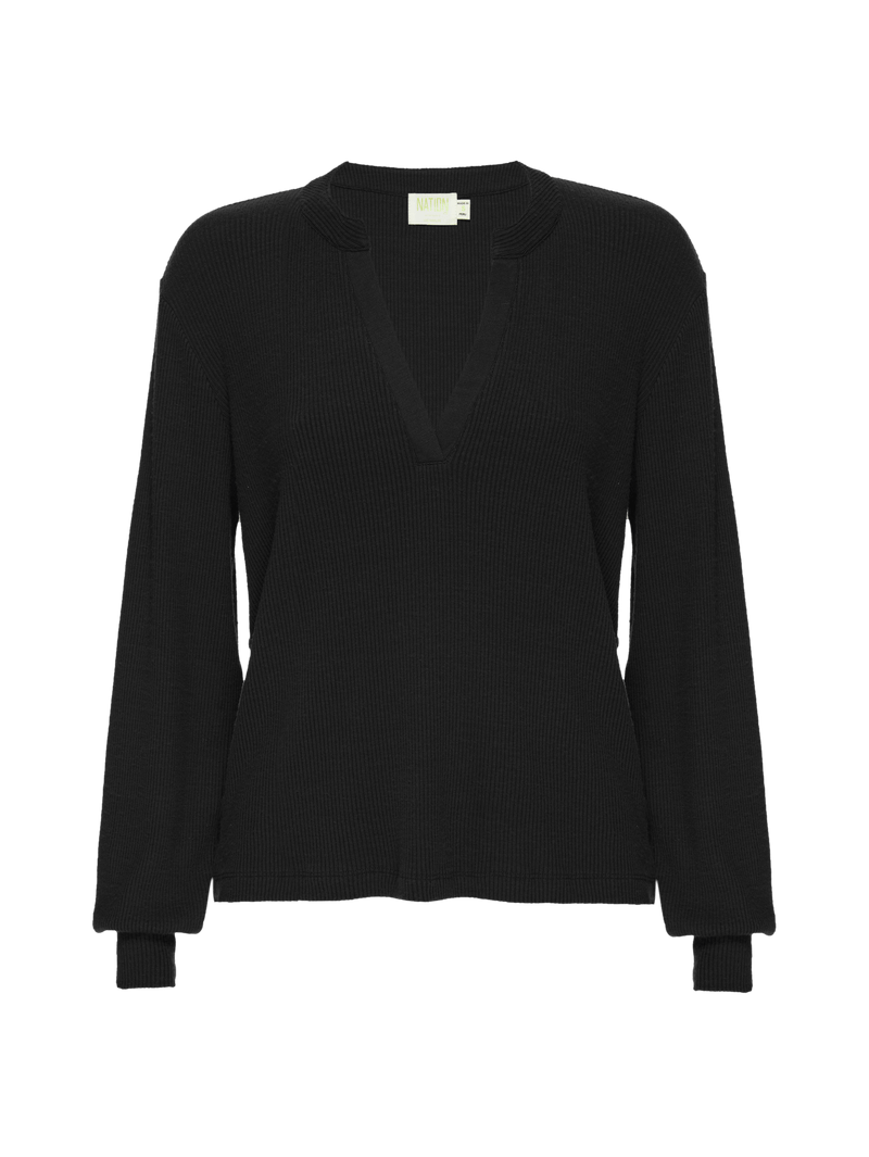 NATION LTD Danna V Neck Long Sleeve 