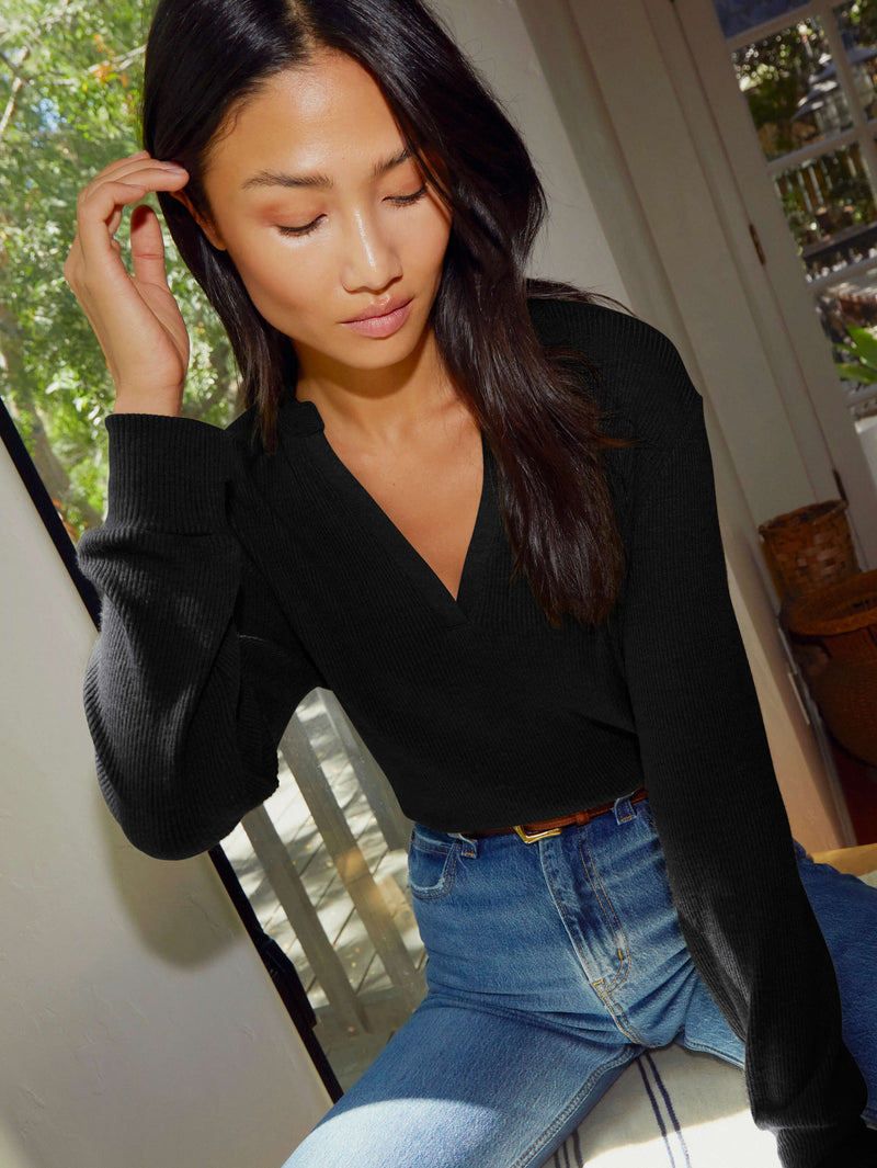 NATION LTD Danna V Neck Long Sleeve 