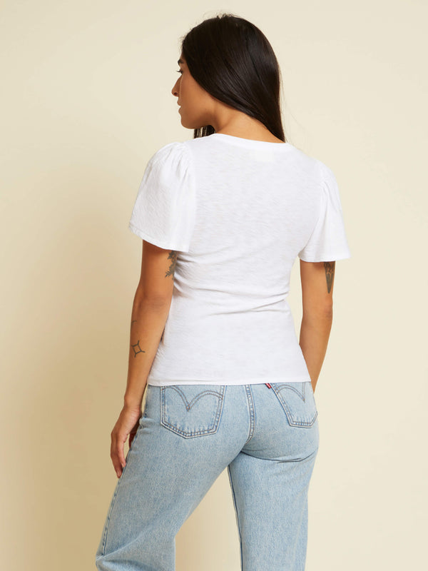 NATION LTD Darcie Puffed Flutter Sleeve V Neck Tee