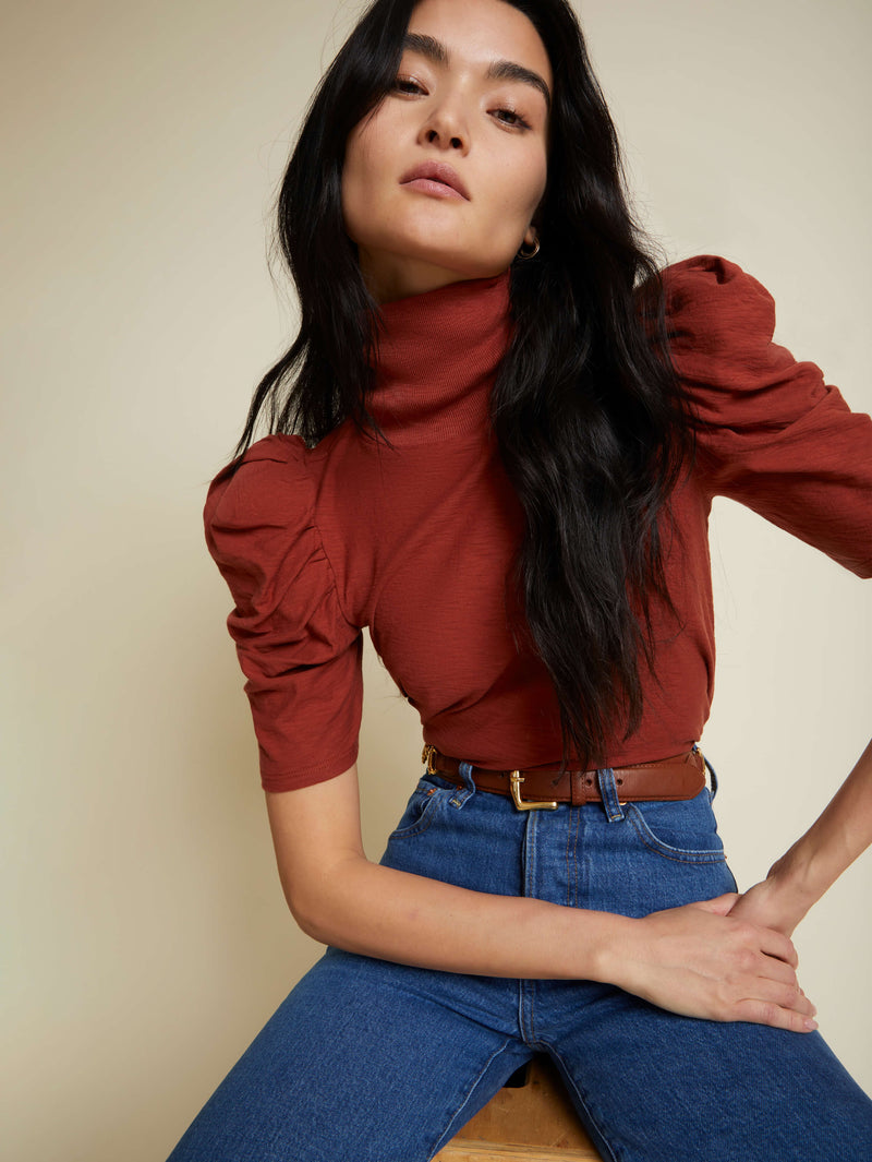 NATION LTD Dawn Puff Shoulder Turtleneck