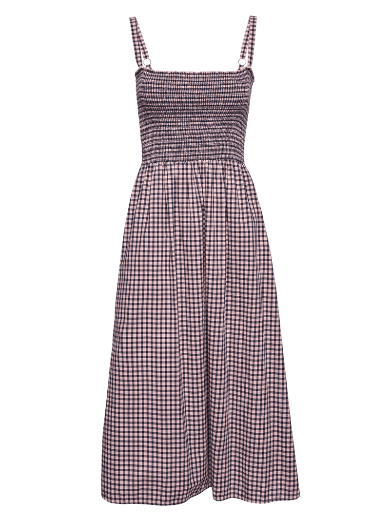 NATION LTD Embry Checkered Ruched Midi Sundress