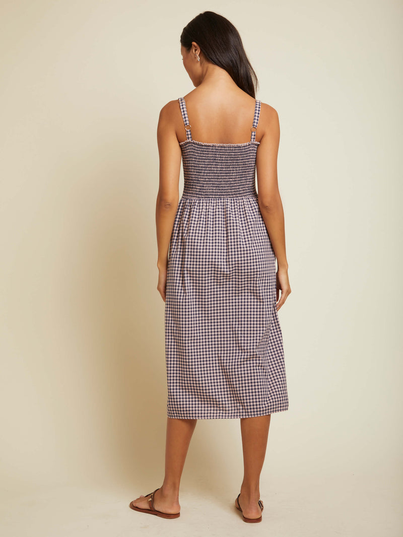 NATION LTD Embry Checkered Ruched Midi Sundress