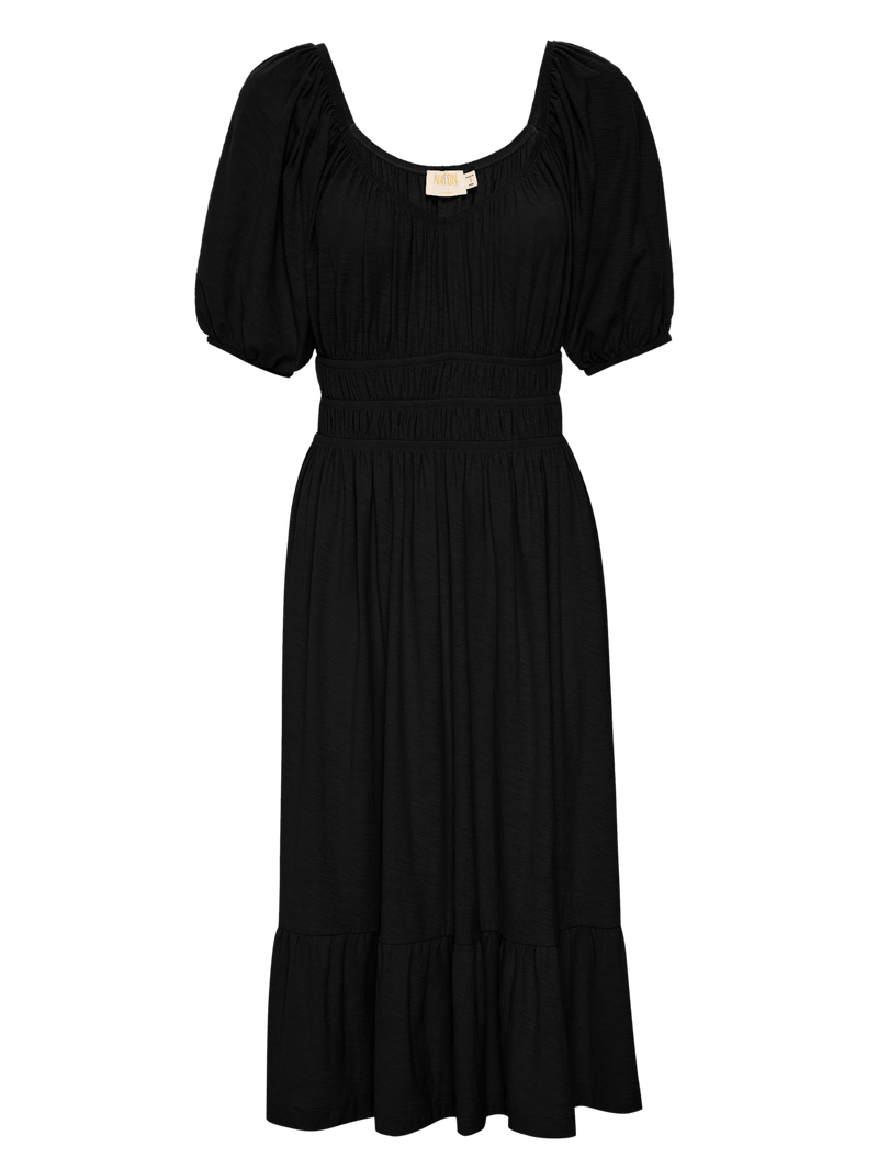NATION LTD Fabia Shirred Puff Sleeve Midi Dress 