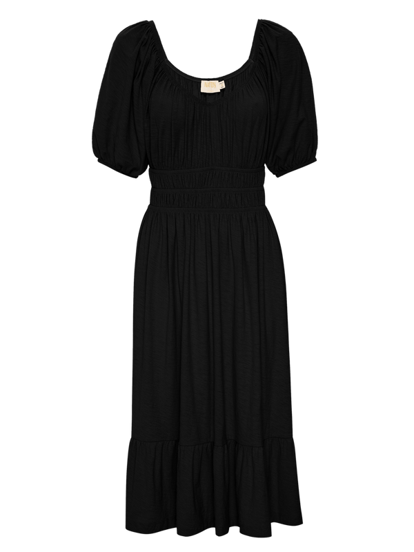 NATION LTD Fabia Shirred Puff Sleeve Midi Dress 