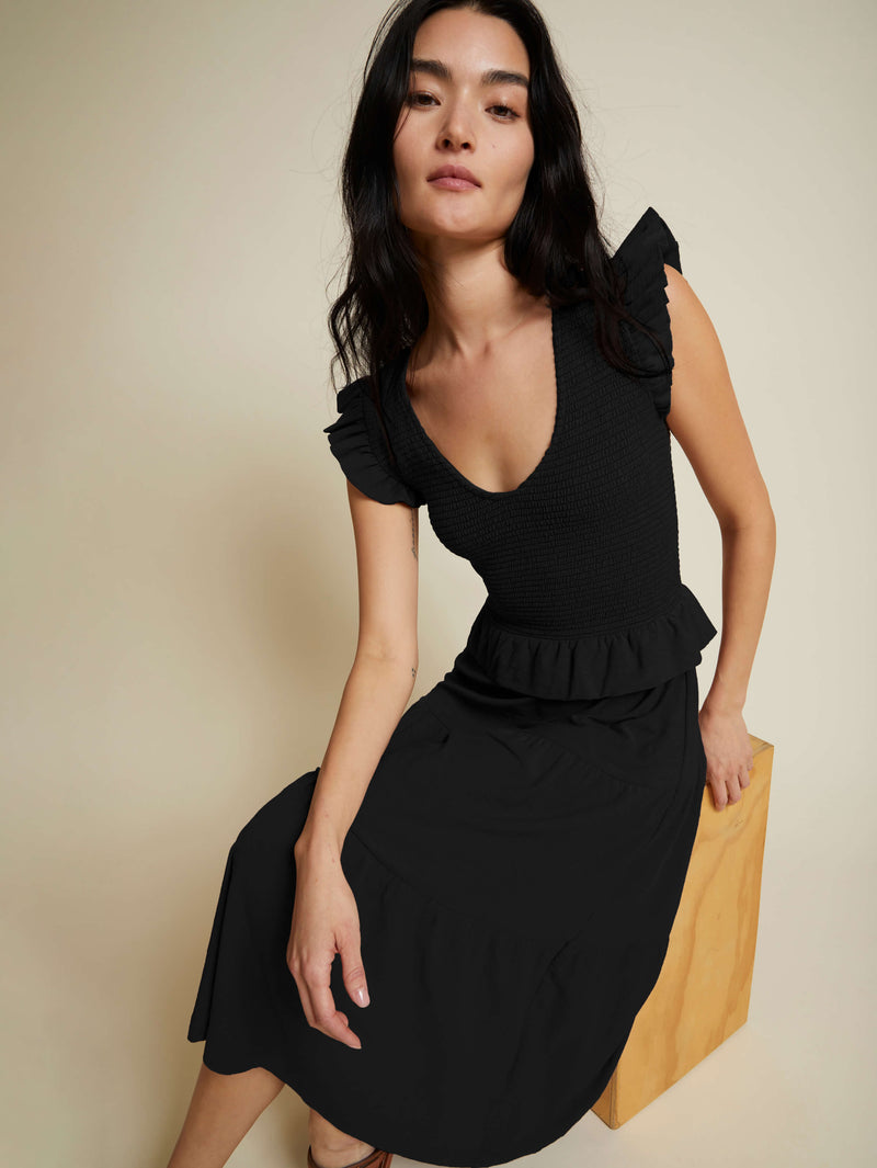 NATION LTD Fabienne Smocked Peplum Midi Dress